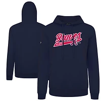 Men's Levelwear  Navy Atlanta Braves Podium Fleece Pullover Hoodie