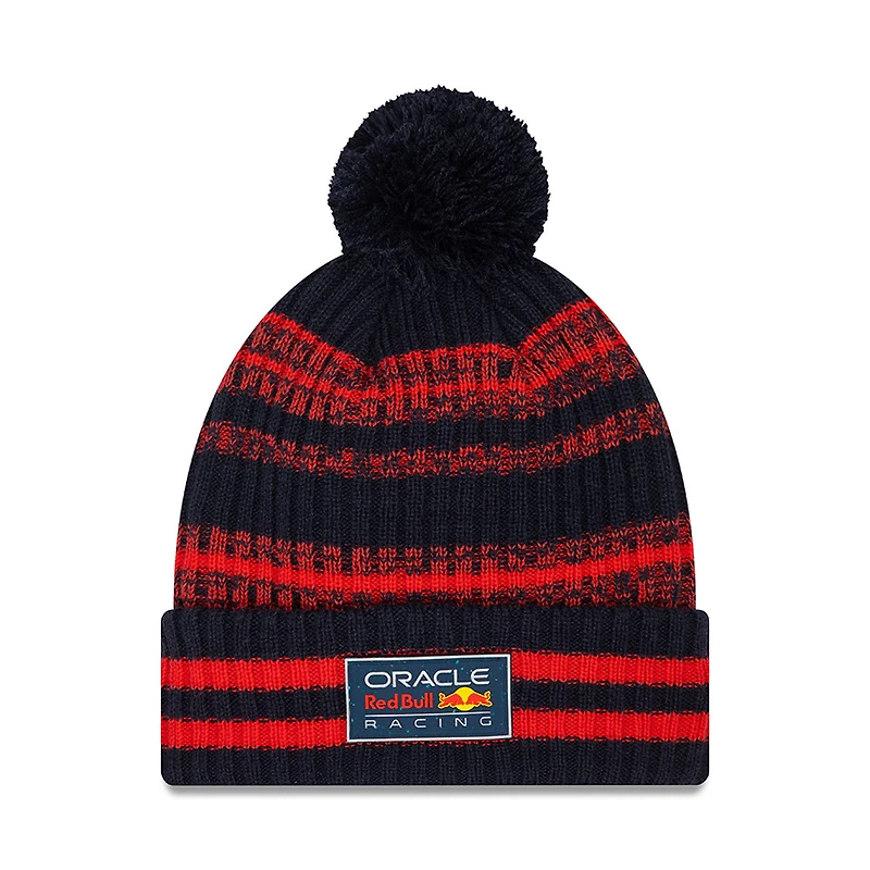 Men's New Era Navy Red Bull Racing Sustainable Cuffed Knit Hat with Pom