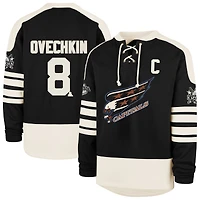 Men's '47 Alexander Ovechkin Black Washington Capitals Player Name & Number Sweep Check Eternal Lacer Sweatshirt