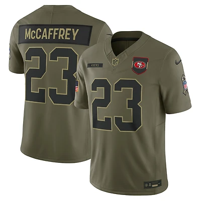 Men's Nike Christian McCaffrey Olive San Francisco 49ers 2025 Salute to Service Limited Jersey