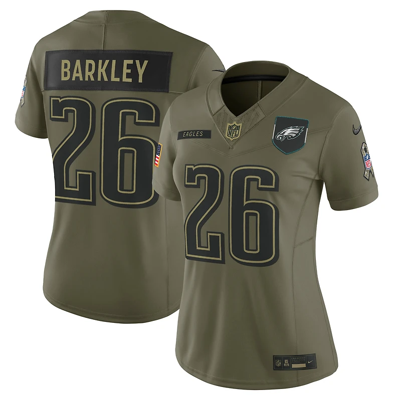 Women's Nike Saquon Barkley Olive Philadelphia Eagles 2025 Salute to Service Limited Jersey
