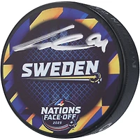 Leo Carlsson Anaheim Ducks Autographed Team Sweden 4 Nations Face-Off Hockey Puck