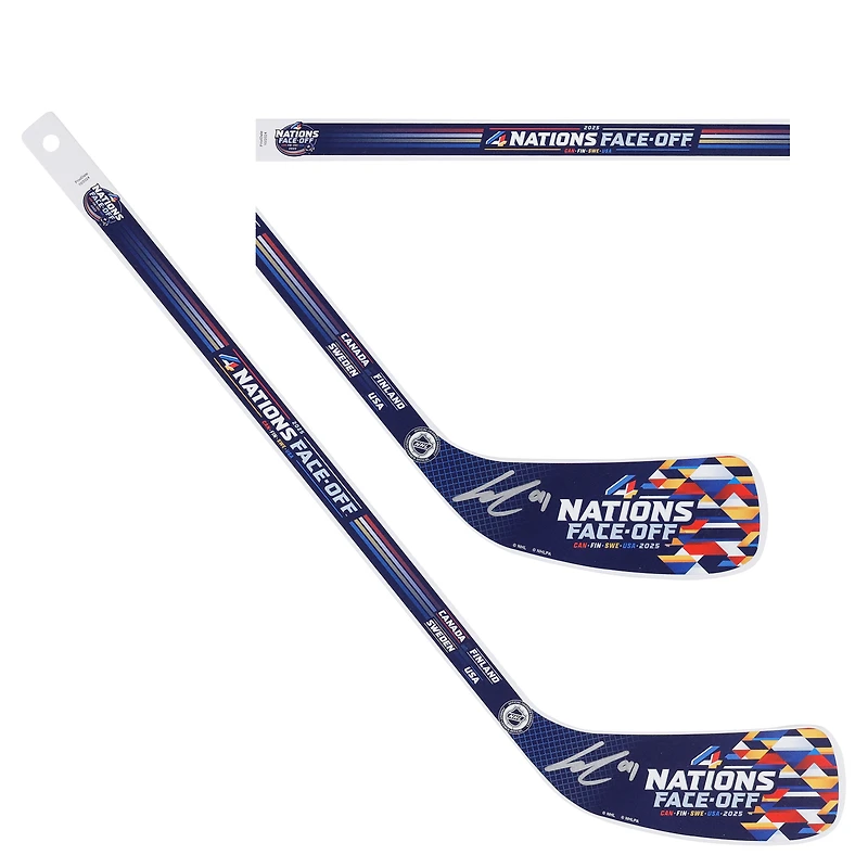 Leo Carlsson Anaheim Ducks Autographed 4 Nations Face-Off Mini Wood Stick