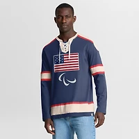 Men's Fanatics Team USA Navy U.S. Paralympics Lace-Up Long Sleeve T-Shirt