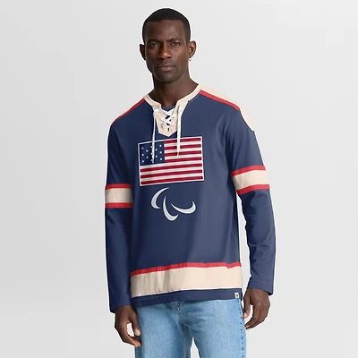 Men's Fanatics Team USA Navy U.S. Paralympics Lace-Up Long Sleeve T-Shirt