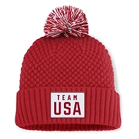 Women's Fanatics Red Team USA Bubble Cuffed Knit Hat with Pom