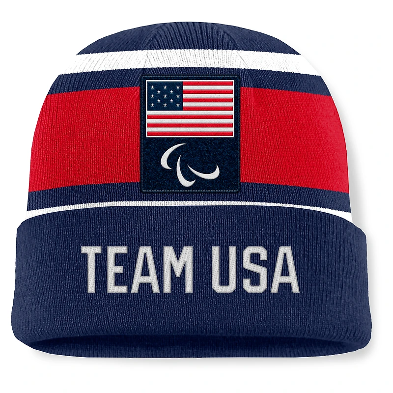 Men's Fanatics Navy/Red U.S. Paralympics Victor Cuffed Knit Hat