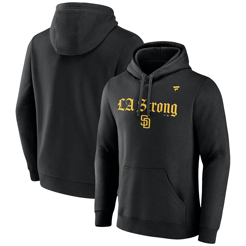 Unisex Fanatics Black San Diego Padres LA Strong Fleece Pullover Hoodie