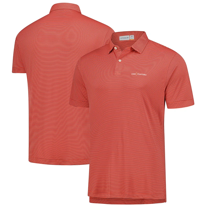 Men's Peter Millar Orange THE PLAYERS Featherweight Stripe Polo