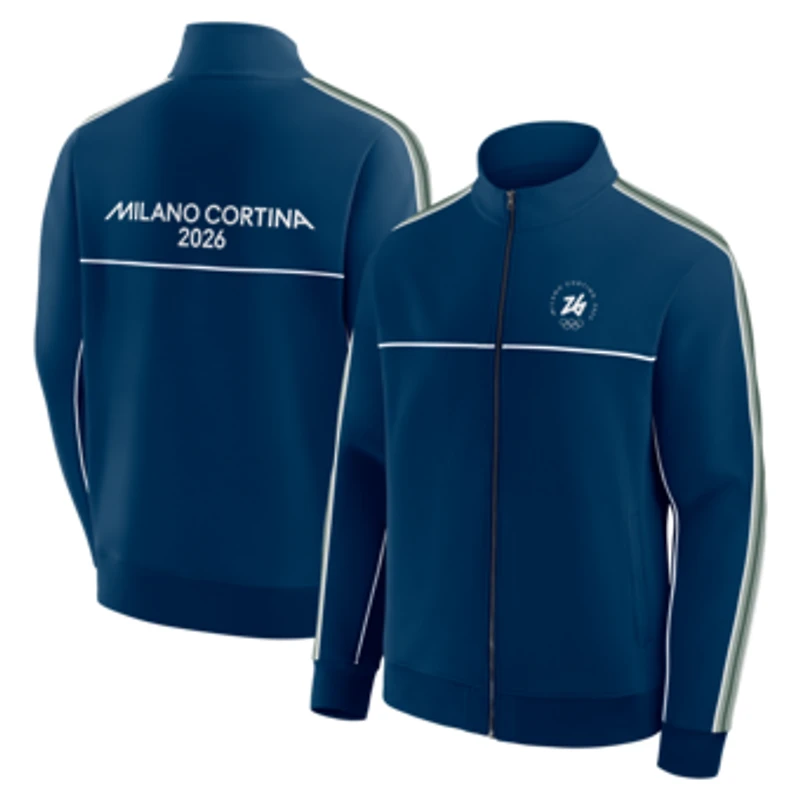 Men's Fanatics Navy Milano Cortina 2026 Winter Olympics Circular Signature Tri-Blend Full-Zip Track Jacket