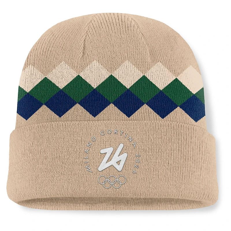 Men's Fanatics Tan Milano Cortina 2026 Winter Olympics Hex Cuffed Knit Hat