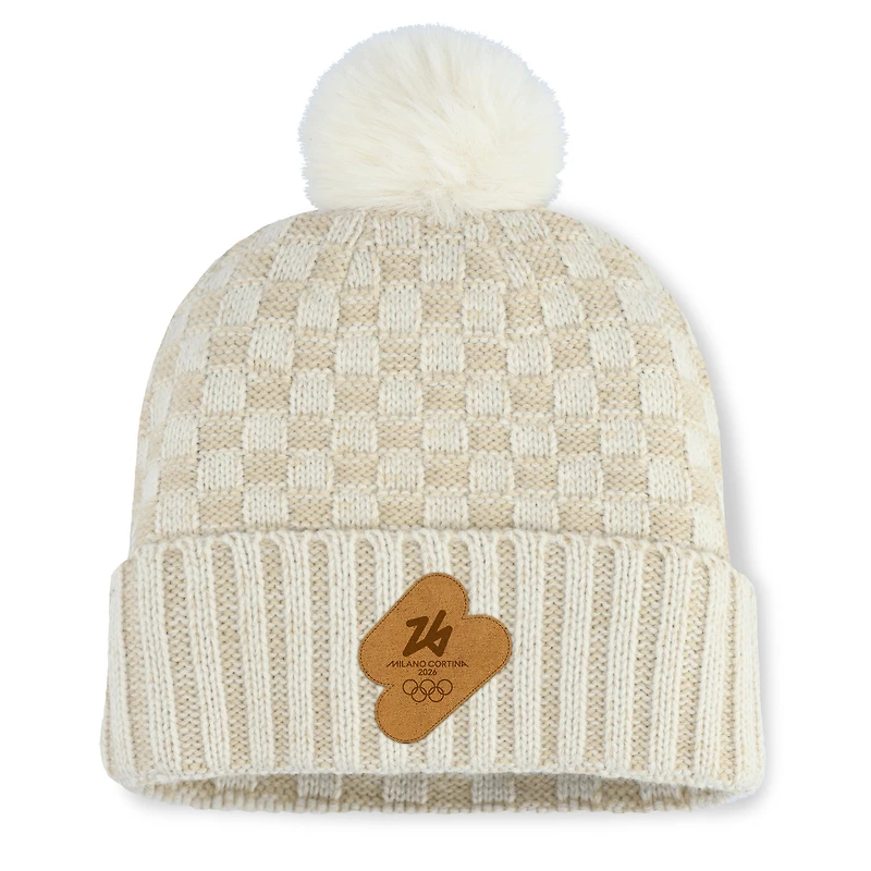 Women's Fanatics Natural Milano Cortina 2026 Winter Olympics Blaze Cuffed Knit Hat with Pom