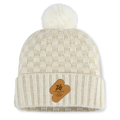 Women's Fanatics Natural Milano Cortina 2026 Winter Olympics Blaze Cuffed Knit Hat with Pom