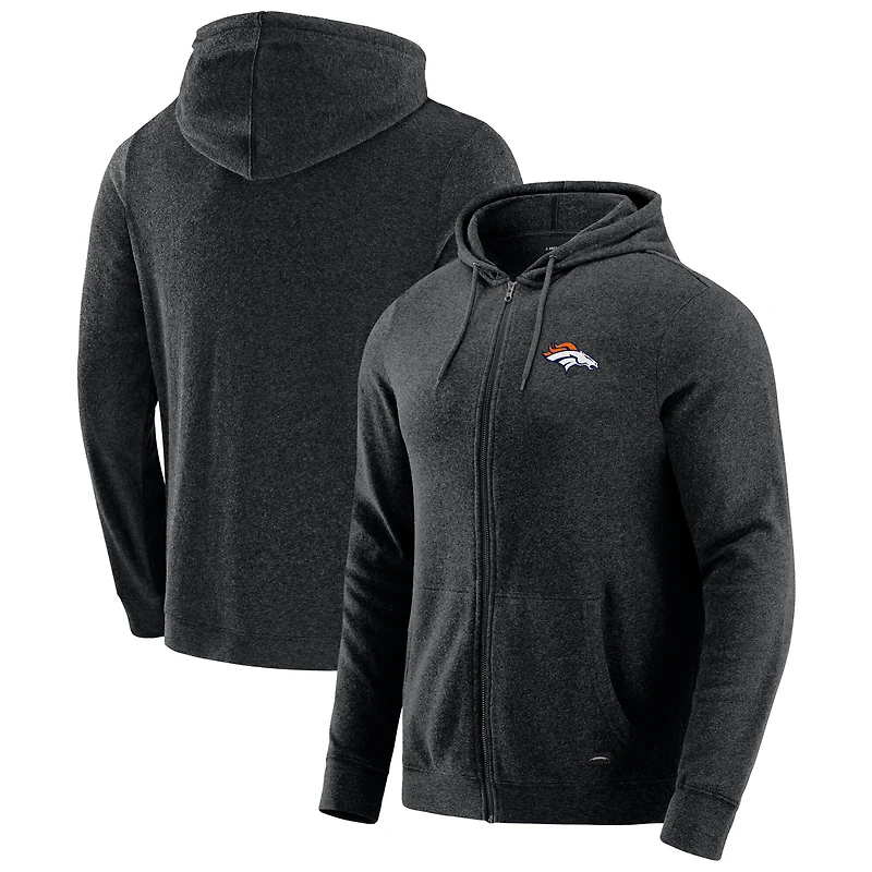 Men's J. Palmer Dark Heather Gray Denver Broncos Players Lounge Tri-Blend Full-Zip Hoodie