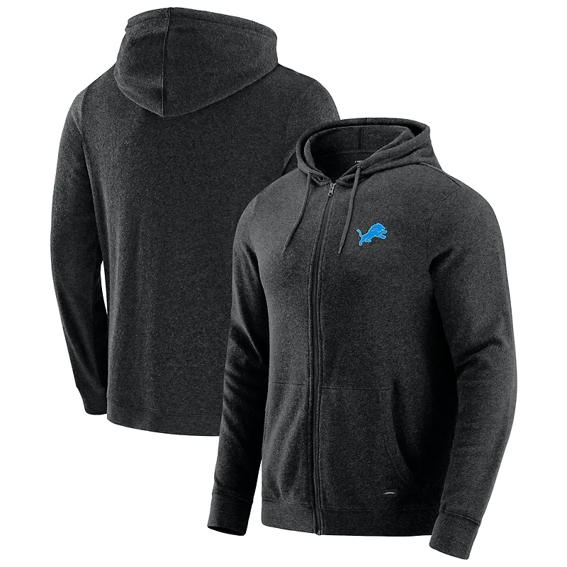 Men's J. Palmer Dark Heather Gray Detroit Lions Players Lounge Tri-Blend Full-Zip Hoodie