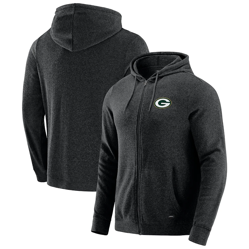 Men's J. Palmer Dark Heather Gray Green Bay Packers Players Lounge Tri-Blend Full-Zip Hoodie
