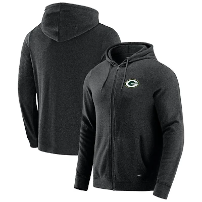 Men's J. Palmer Dark Heather Gray Green Bay Packers Players Lounge Tri-Blend Full-Zip Hoodie