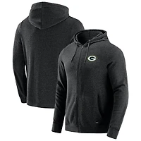 Men's J. Palmer Dark Heather Gray Green Bay Packers Players Lounge Tri-Blend Full-Zip Hoodie