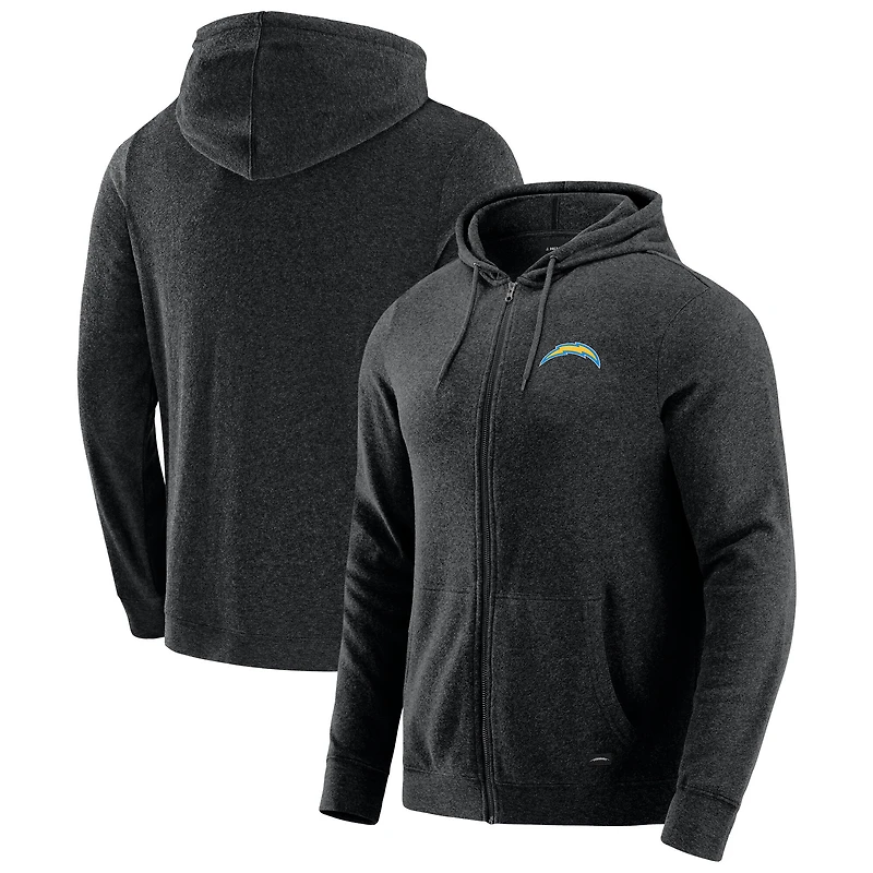 Men's J. Palmer Dark Heather Gray Los Angeles Chargers Players Lounge Tri-Blend Full-Zip Hoodie