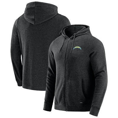 Men's J. Palmer Dark Heather Gray Los Angeles Chargers Players Lounge Tri-Blend Full-Zip Hoodie