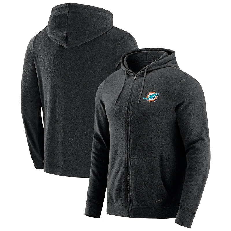 Men's J. Palmer Dark Heather Gray Miami Dolphins Players Lounge Tri-Blend Full-Zip Hoodie