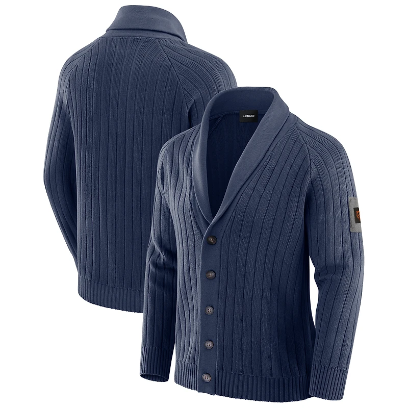 Men's J. Palmer Navy Chicago Bears The Playmaker Cardigan Raglan Sweater