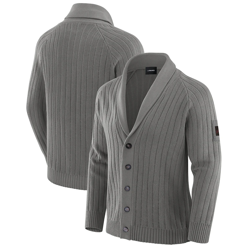 Men's J. Palmer Graphite Buffalo Bills The Playmaker Cardigan Raglan Sweater
