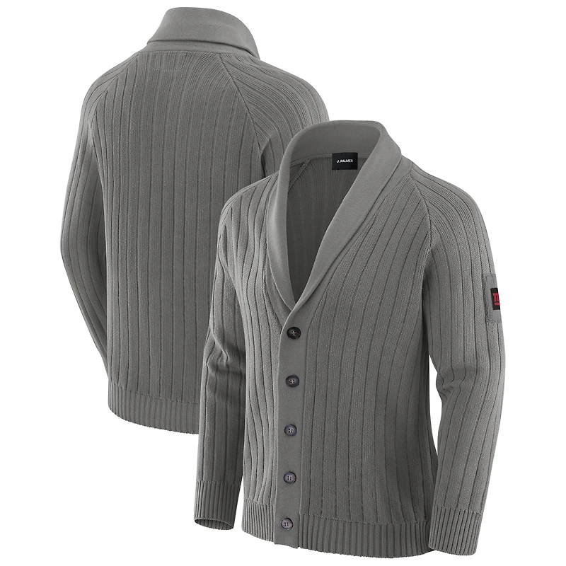 Men's J. Palmer Graphite New York Giants The Playmaker Cardigan Raglan Sweater