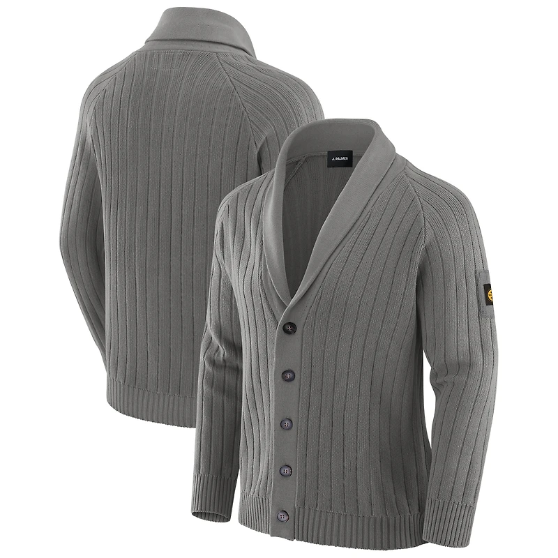 Men's J. Palmer Graphite Pittsburgh Steelers The Playmaker Cardigan Raglan Sweater