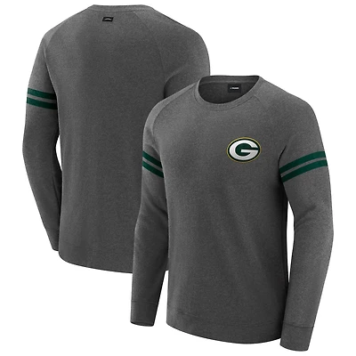 Men's J. Palmer Dark Heather Gray Green Bay Packers Players Lounge Raglan Tri-Blend Sweatshirt