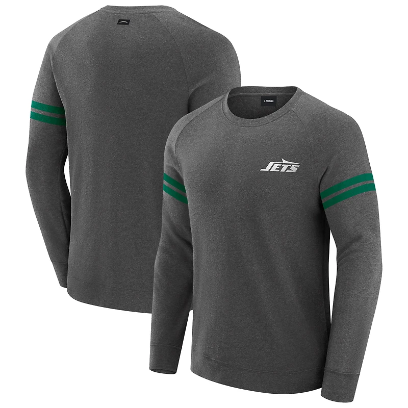 Men's J. Palmer Dark Heather Gray New York Jets Players Lounge Raglan Tri-Blend Sweatshirt