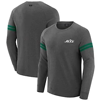 Men's J. Palmer Dark Heather Gray New York Jets Players Lounge Raglan Tri-Blend Sweatshirt