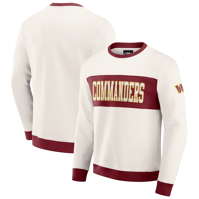 Men's Darius Rucker Collection by Fanatics Cream Washington Commanders Colorblock Pullover Sweatshirt