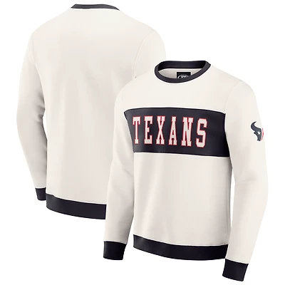 Men's Darius Rucker Collection by Fanatics  Cream Houston Texans Colorblock Crewneck Sweatshirt