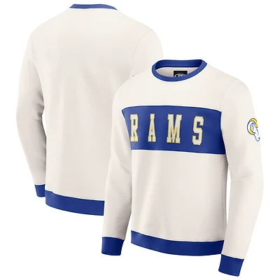 Men's Darius Rucker Collection by Fanatics Cream Los Angeles Rams Colorblock Pullover Sweatshirt