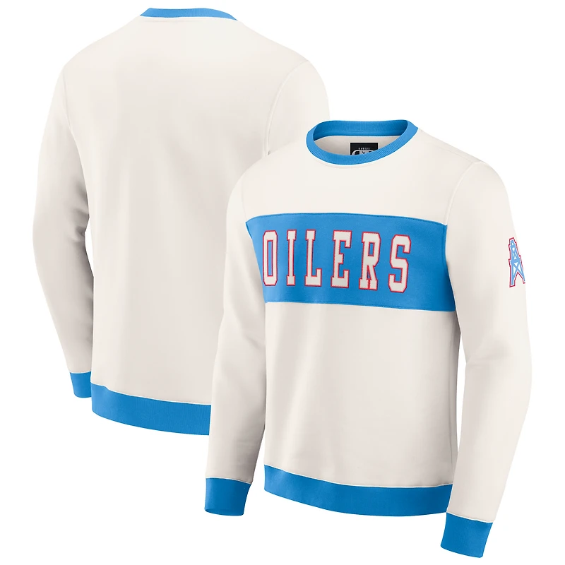 Men's Darius Rucker Collection by Fanatics Cream Tennessee Titans Colorblock Crewneck Sweatshirt