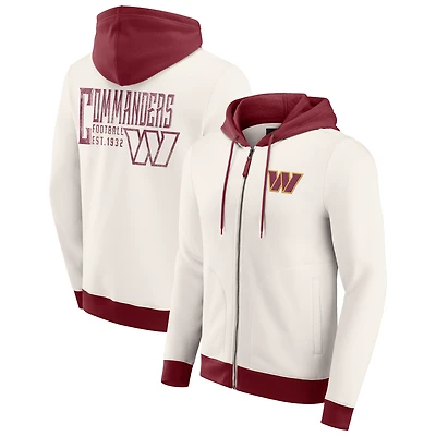 Men's Darius Rucker Collection by Fanatics Cream Washington Commanders Distressed Graphics Full-Zip Hoodie