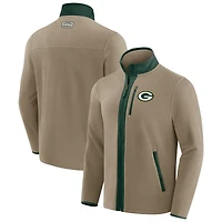 Men's NFL x Darius Rucker Collection by Fanatics  Tan Green Bay Packers Heavyweight Polar Fleece Full-Zip Jacket