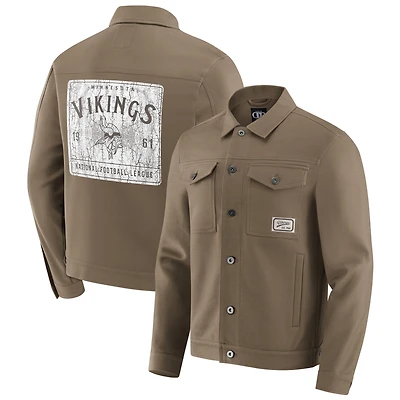Men's NFL x Darius Rucker Collection by Fanatics Tan Minnesota Vikings Trucker Full-Snap Jacket