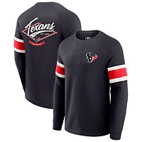 Men's Darius Rucker Collection by Fanatics Navy Houston Texans Waffle-Knit Raglan Long Sleeve Henley T-Shirt