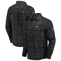 Men's Darius Rucker Collection by Fanatics Black Pittsburgh Steelers Micro Corduroy Plaid Button Up Shirt
