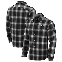 Men's Darius Rucker Collection by Fanatics Black Detroit Lions Flannel Plaid Full-Snap Shirt
