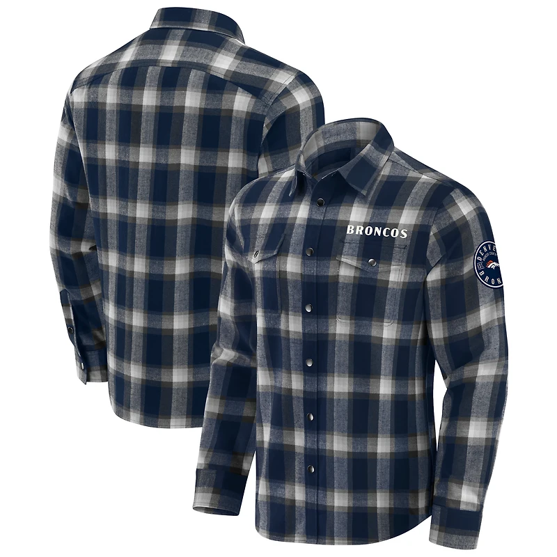 Men's Darius Rucker Collection by Fanatics Navy Denver Broncos Flannel Plaid Full-Snap Shirt