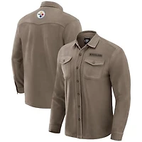 Men's Darius Rucker Collection by Fanatics Tan Pittsburgh Steelers Polar Fleece Cozy Button-Up Shirt