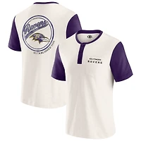 Men's Darius Rucker Collection by Fanatics Cream Baltimore Ravens Henley Colorblock Slub Pocket T-Shirt