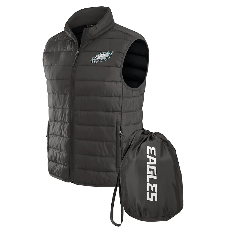 Men's NFL x Darius Rucker Collection by Fanatics Gray Philadelphia Eagles Packable Full-Zip Vest with Travel Bag