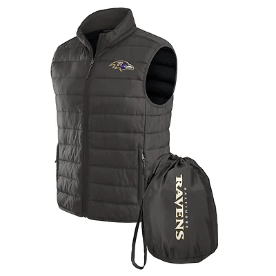 Men's NFL x Darius Rucker Collection by Fanatics Black Baltimore Ravens Packable Full-Zip Vest with Travel Bag