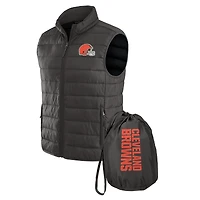 Men's NFL x Darius Rucker Collection by Fanatics Black Cleveland Browns Packable Full-Zip Vest with Travel Bag
