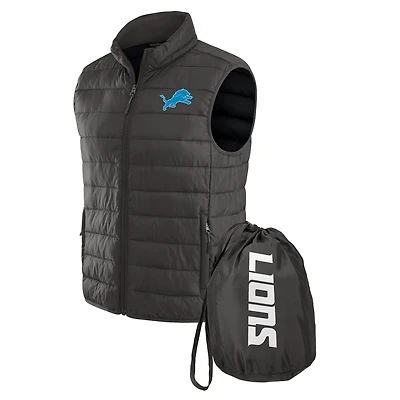 Men's NFL x Darius Rucker Collection by Fanatics Charcoal Detroit Lions Packable Full-Zip Vest with Travel Bag