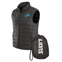 Men's NFL x Darius Rucker Collection by Fanatics Charcoal Detroit Lions Packable Full-Zip Vest with Travel Bag